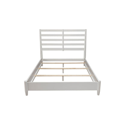 Flynn Retro Bed in Matte White Solid Mahogany, Mid-Century – view 9
