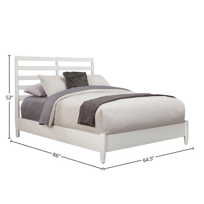 Flynn Retro Bed in Matte White Solid Mahogany, Mid-Century – view 10