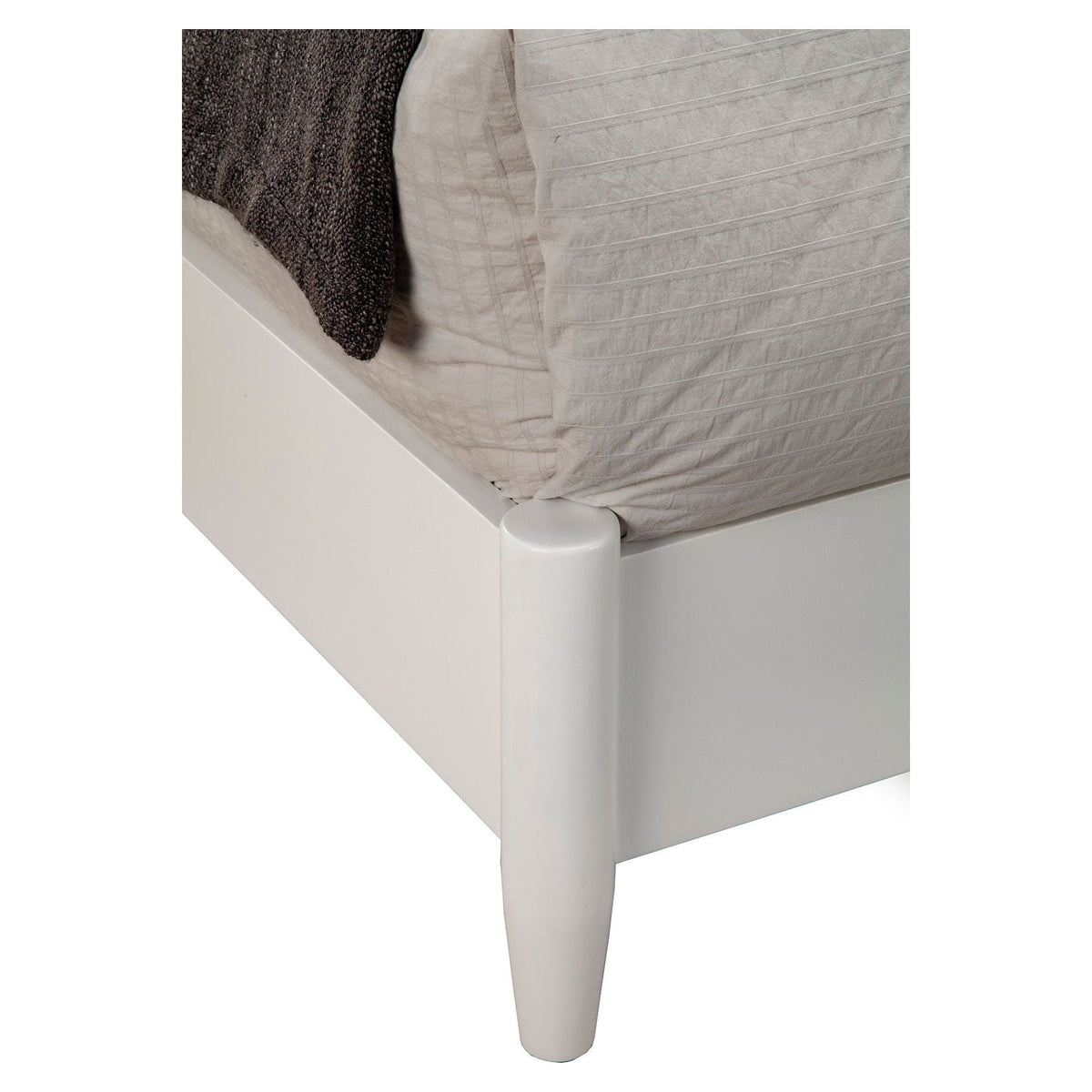 Flynn Retro Bed in Matte White Solid Mahogany, Mid-Century – view 5