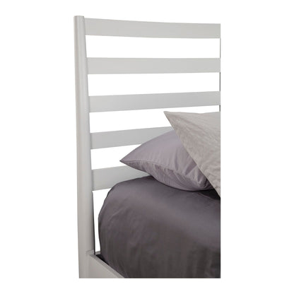 Flynn Retro Bed in Matte White Solid Mahogany, Mid-Century – view 8