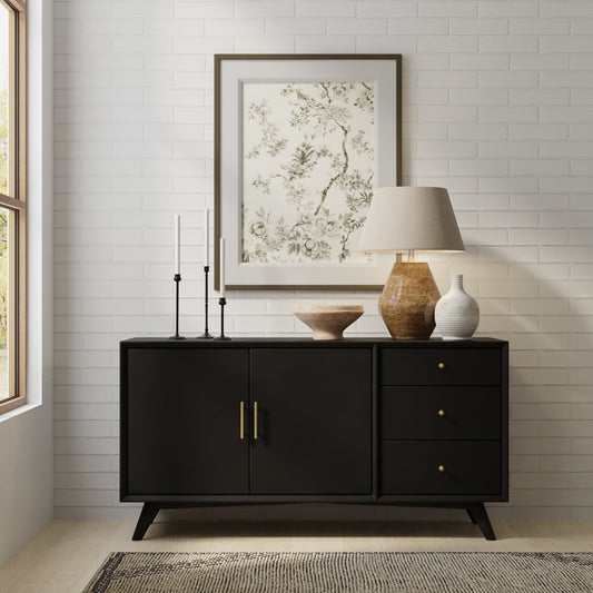 Matte Black Flynn Sideboard with Cabinet and Drawers