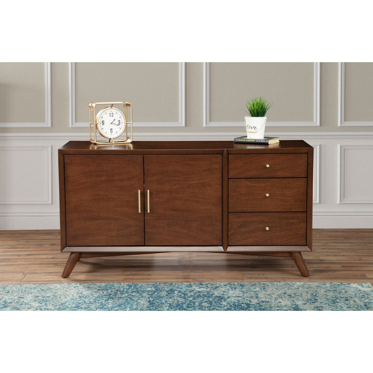 Flynn Mid-Century Modern Sideboard with Drawers, Walnut – view 2