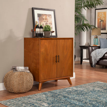 Flynn Small Bar Cabinet with Wine and Stemware Storage, Chestnut – view 3