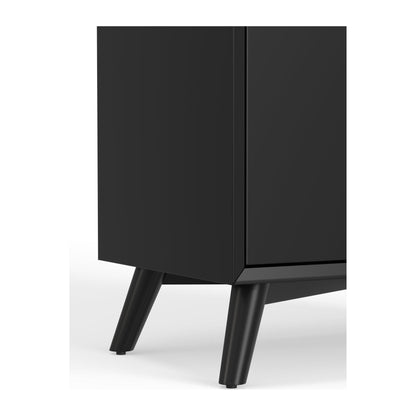Flynn Small Bar Cabinet with Wine and Stemware Storage, Black – view 7