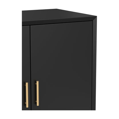 Flynn Small Bar Cabinet with Wine and Stemware Storage, Black – view 6