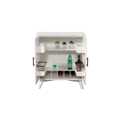 Flynn Small Bar Cabinet with Stemware Storage, Matte White – view 8