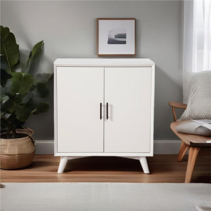 Flynn Small Bar Cabinet with Stemware Storage, Matte White – view 4