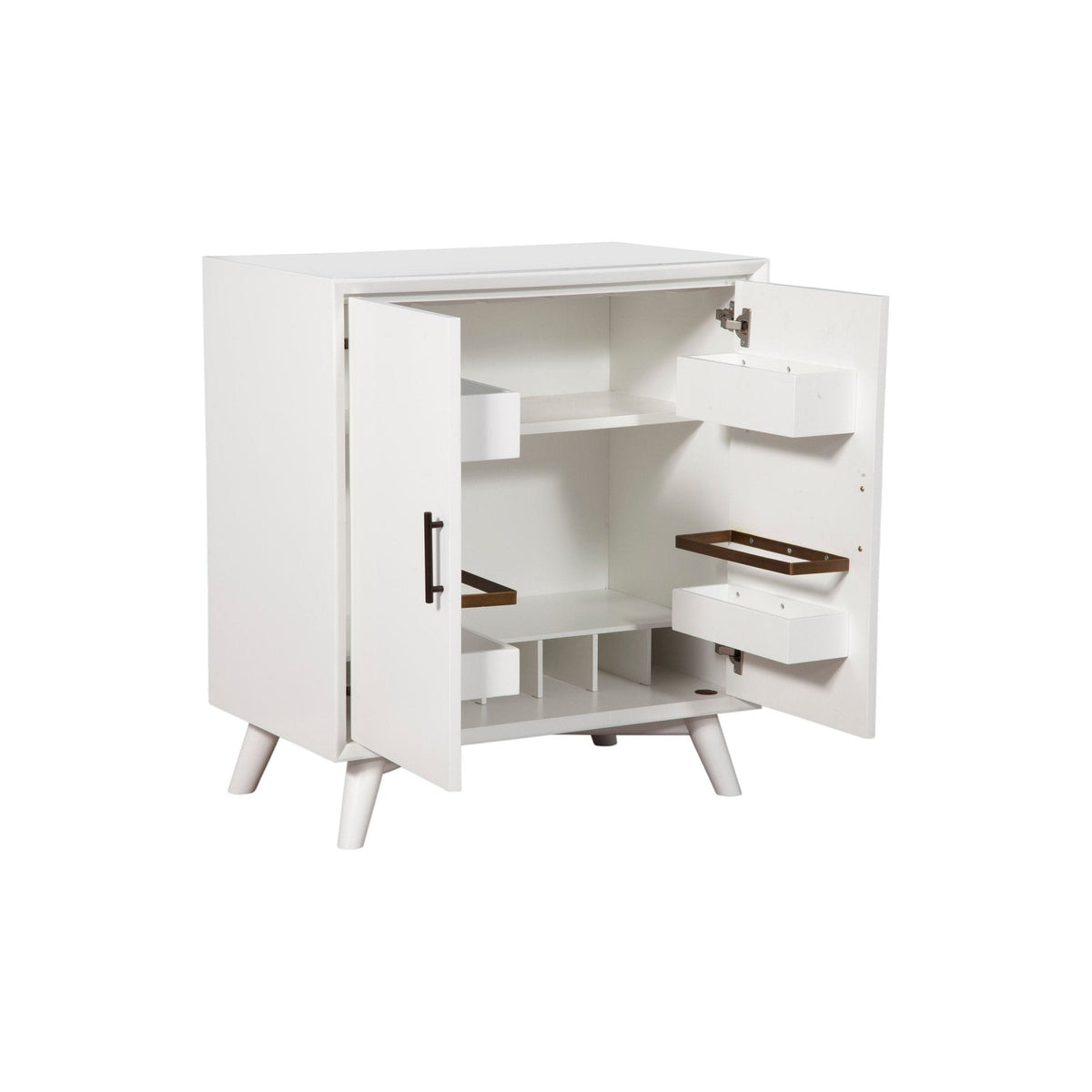 Flynn Small Bar Cabinet with Stemware Storage, Matte White – view 7
