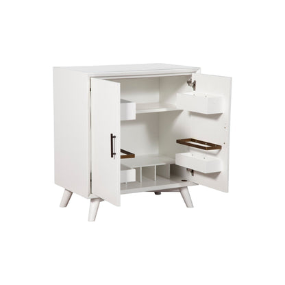 Flynn Small Bar Cabinet with Stemware Storage, Matte White – view 7