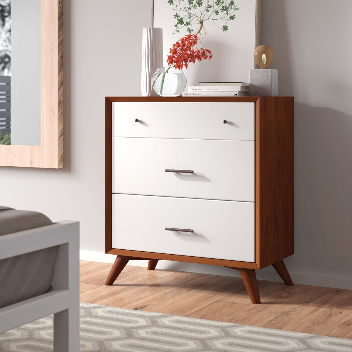 Two-Tone Chestnut and White Small Accent Chest