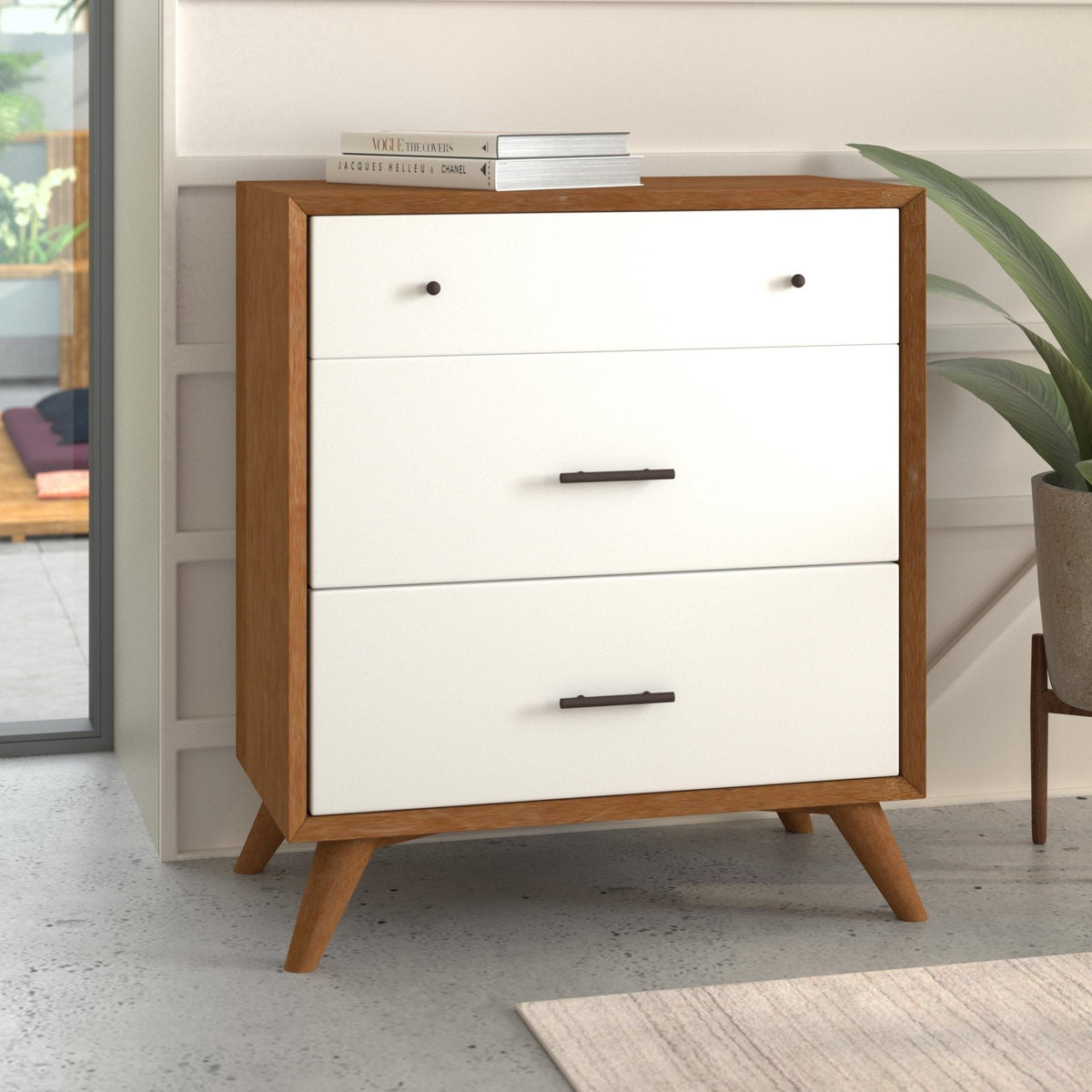 Flynn Small 5-Drawer Chest in Two-Tone Chestnut and White Finish – view 2