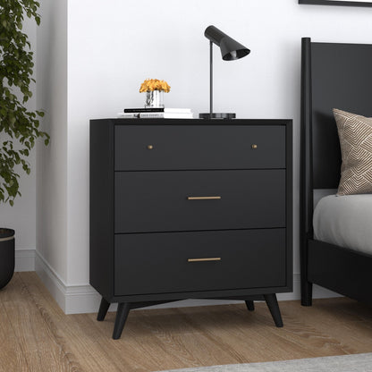 Black Finish Small Chest with Five Drawers