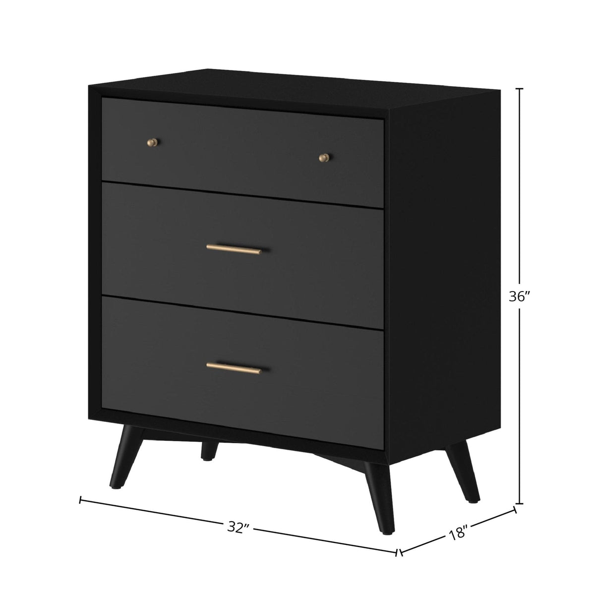 Flynn Compact 5-Drawer Small Chest with Dovetail Drawers, Black – view 9
