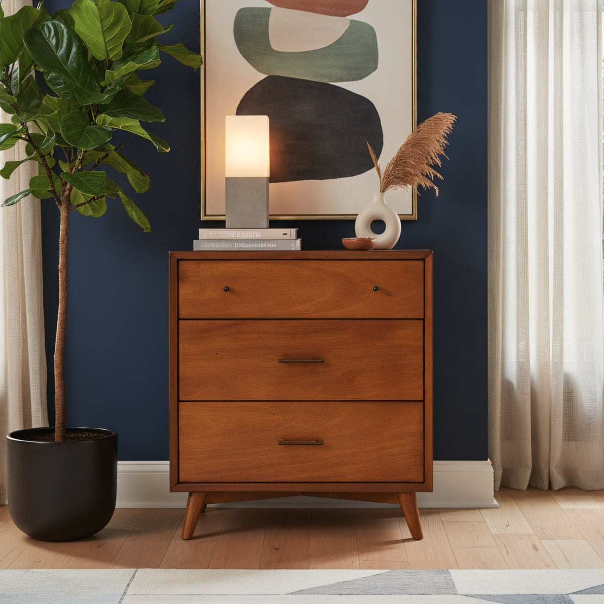 Solid Mahogany Small Chest in Chestnut for Bedrooms