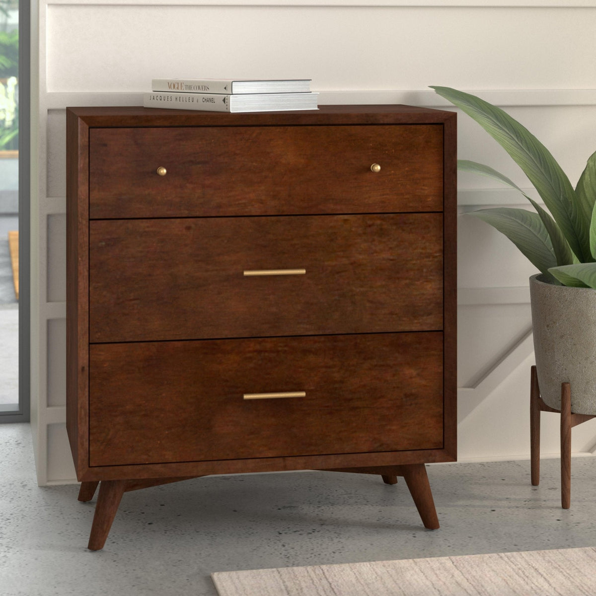 Flynn Small 5-Drawer Chest in Deep Walnut Finish – view 2