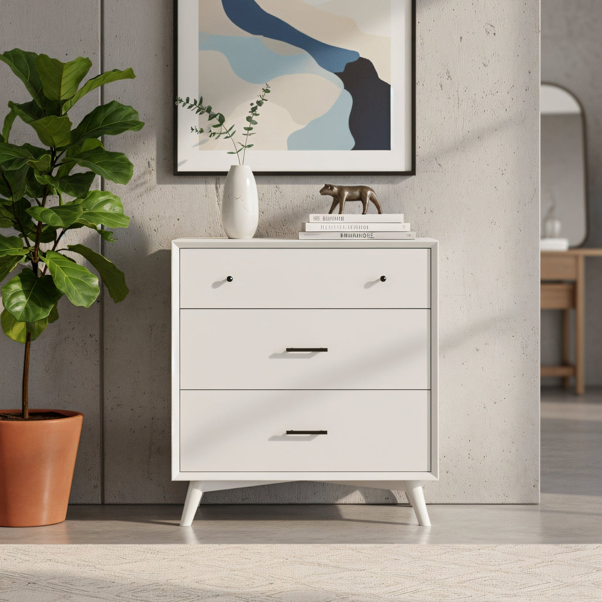 Matte White Finish Small Accent Chest