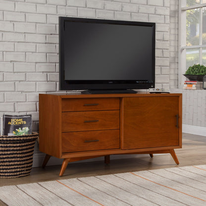 Flynn Small Solid Mahogany TV Console with Open Shelf, Chestnut – view 2