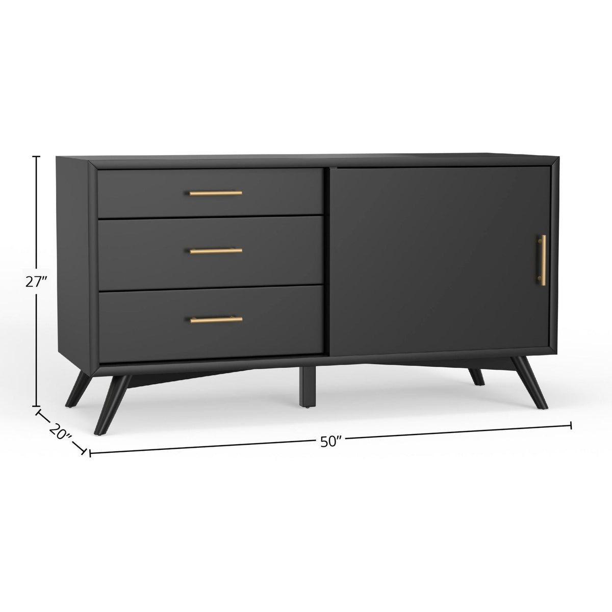 Flynn Small Solid Mahogany TV Console with Open Shelf, Black – view 6