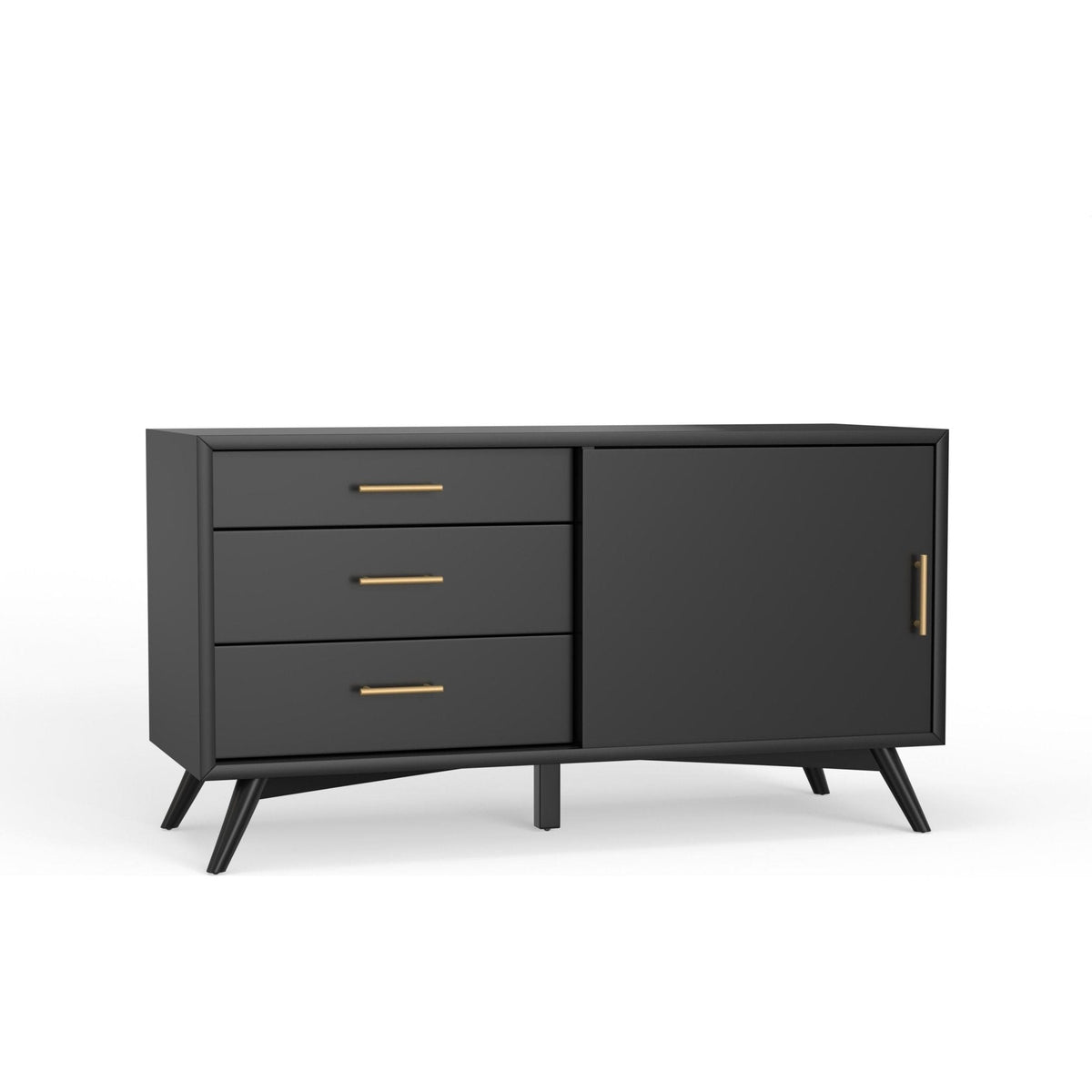 Flynn Small Solid Mahogany TV Console with Open Shelf, Black – view 2