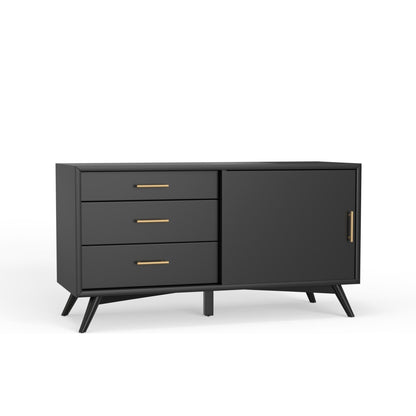 Flynn Small Solid Mahogany TV Console with Open Shelf, Black – view 2