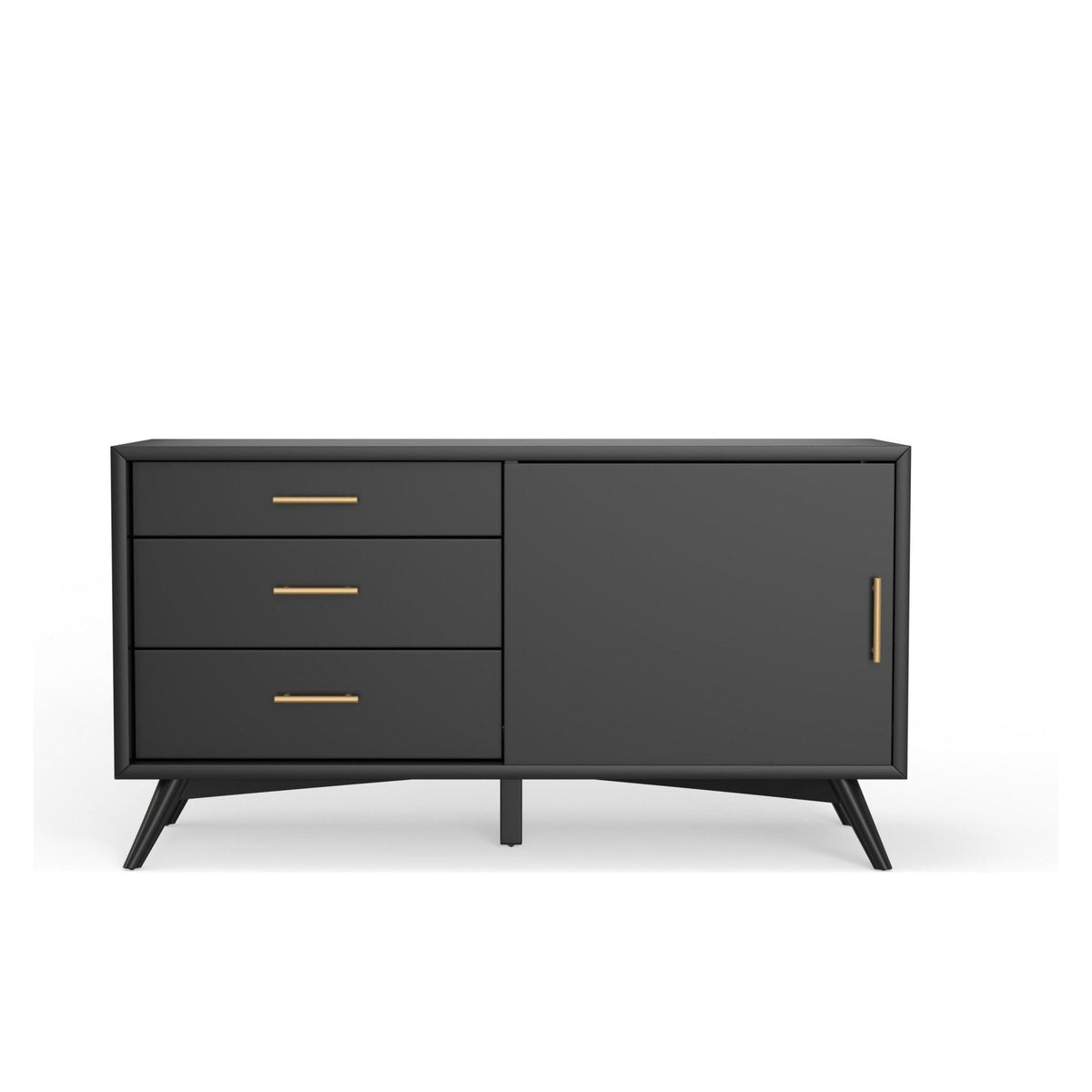Flynn Small Solid Mahogany TV Console with Open Shelf, Black – view 3