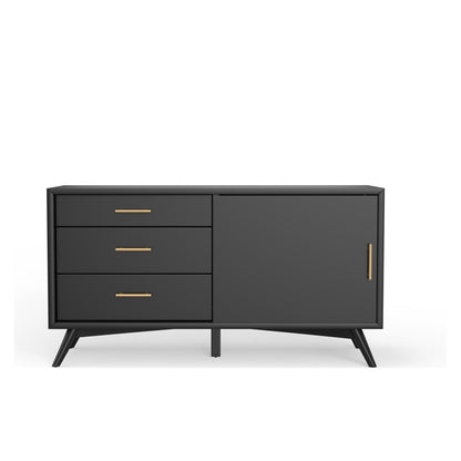 Flynn Small Solid Mahogany TV Console with Open Shelf, Black – view 3