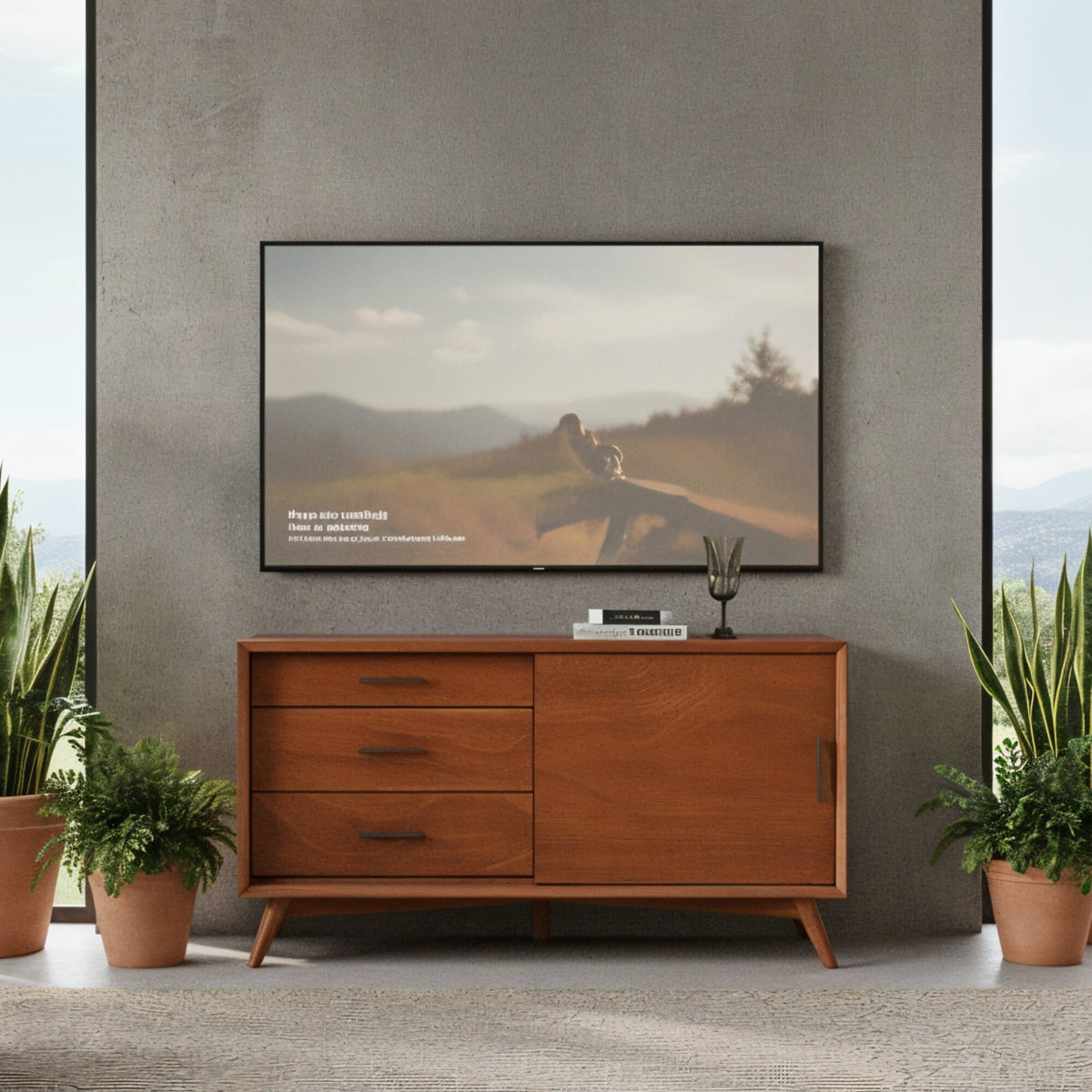 Solid Mahogany Flynn Small TV Console in Chestnut