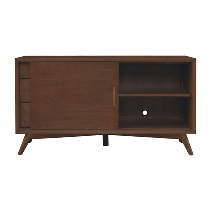 Flynn Small TV Console with Cabinet and Open Shelf, Walnut – view 7