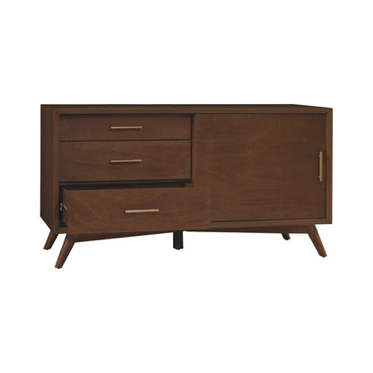 Flynn Small TV Console with Cabinet and Open Shelf, Walnut – view 9