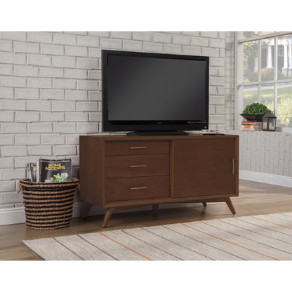 Flynn Small TV Console with Cabinet and Open Shelf, Walnut – view 3
