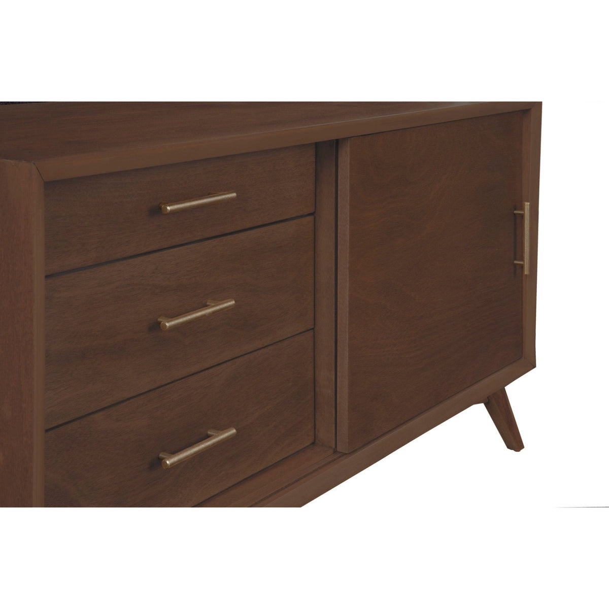 Flynn Small TV Console with Cabinet and Open Shelf, Walnut – view 8