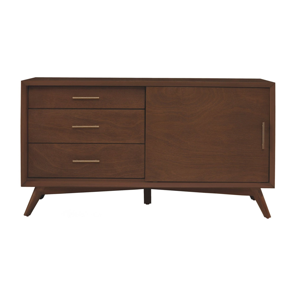 Flynn Small TV Console with Cabinet and Open Shelf, Walnut – view 5