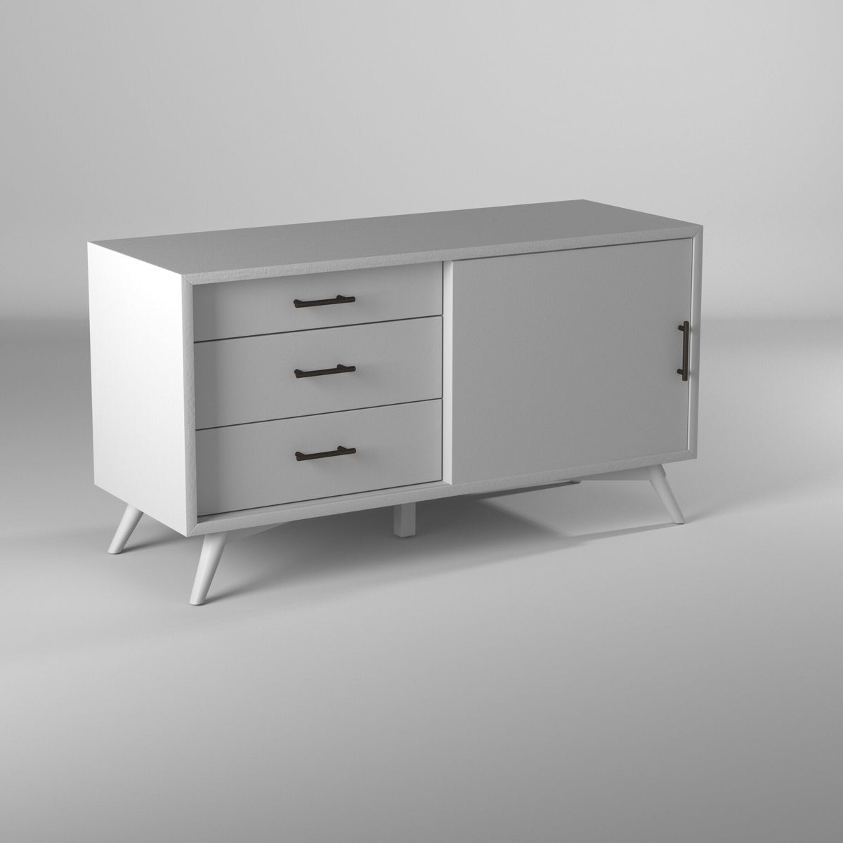 Flynn Small TV Console with Cabinet and Open Shelf, White – view 6