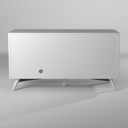 Flynn Small TV Console with Cabinet and Open Shelf, White – view 8