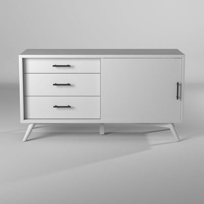 Flynn Small TV Console with Cabinet and Open Shelf, White – view 7