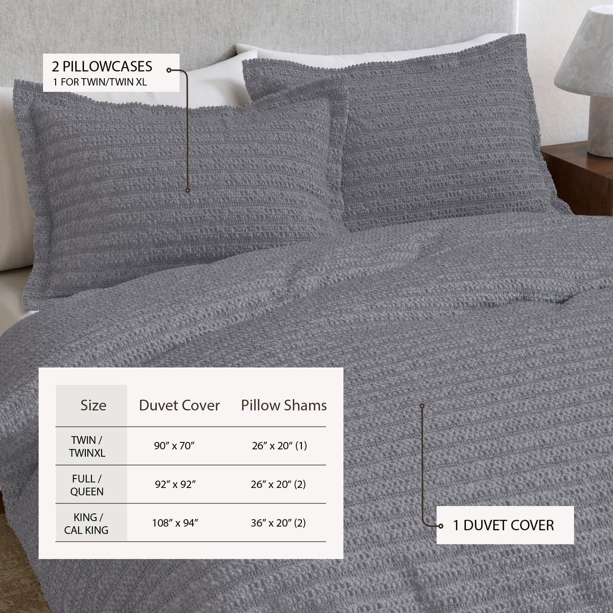 Cotton Honeycomb Waffle Weave Duvet Cover Set – Mattea Collection – view 39