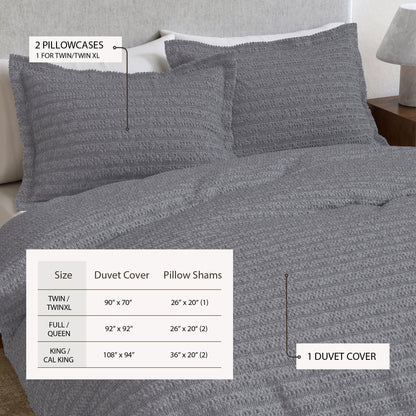 Cotton Honeycomb Waffle Weave Duvet Cover Set – Mattea Collection – view 39