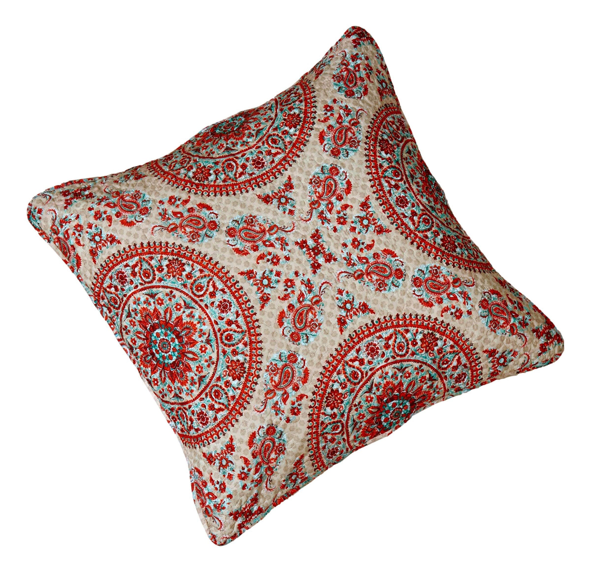 Microfiber Medallion Floral Euro Sham & Cushion Covers, Taupe