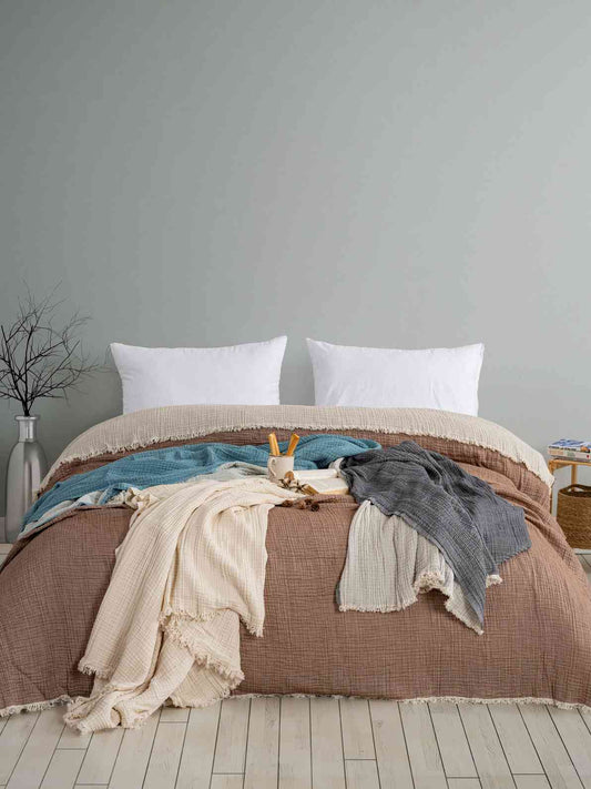Queen Size 4-Layer Turkish Muslin Blanket for Modern Bedding