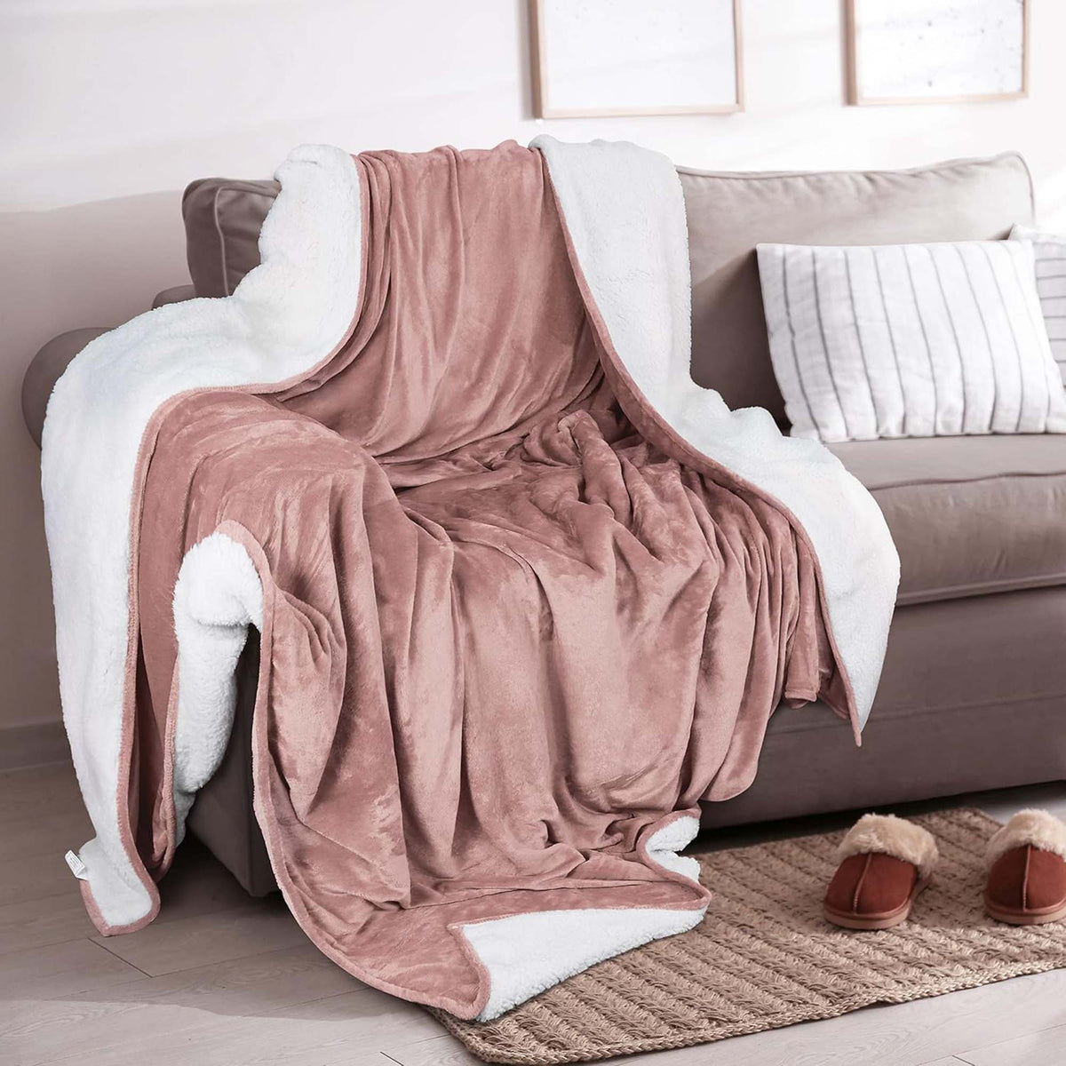 Sherpa Fleece Collection Velvet Plush Sherpa Bed Blanket, Reversible – view 12