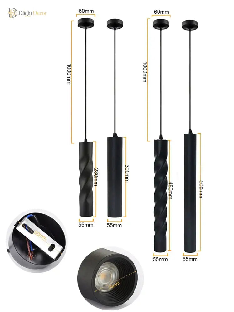 Freya Modern Aluminum LED Pendant Light, Thread or Cylinder – view 12