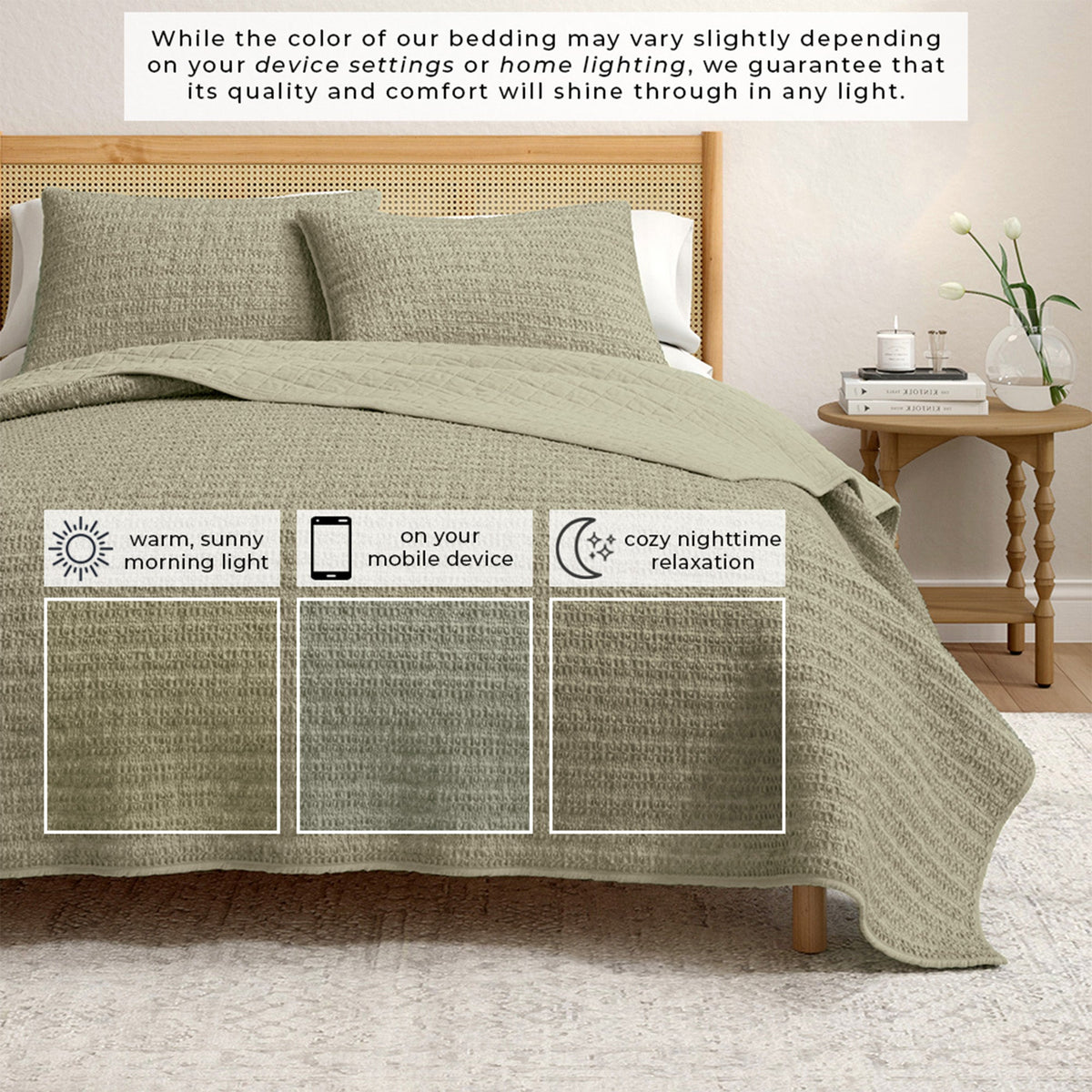 Garment-Washed Cotton Waffle Weave Quilt Set – Genevieve Collection – view 36