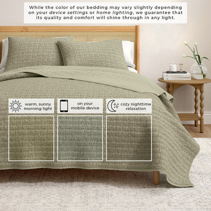 Garment-Washed Cotton Waffle Weave Quilt Set – Genevieve Collection – view 36