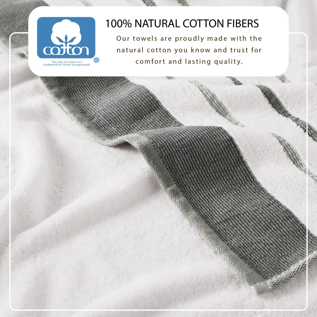Decorative Cotton Stripe Bath Towel Set – Noelle Collection – view 7