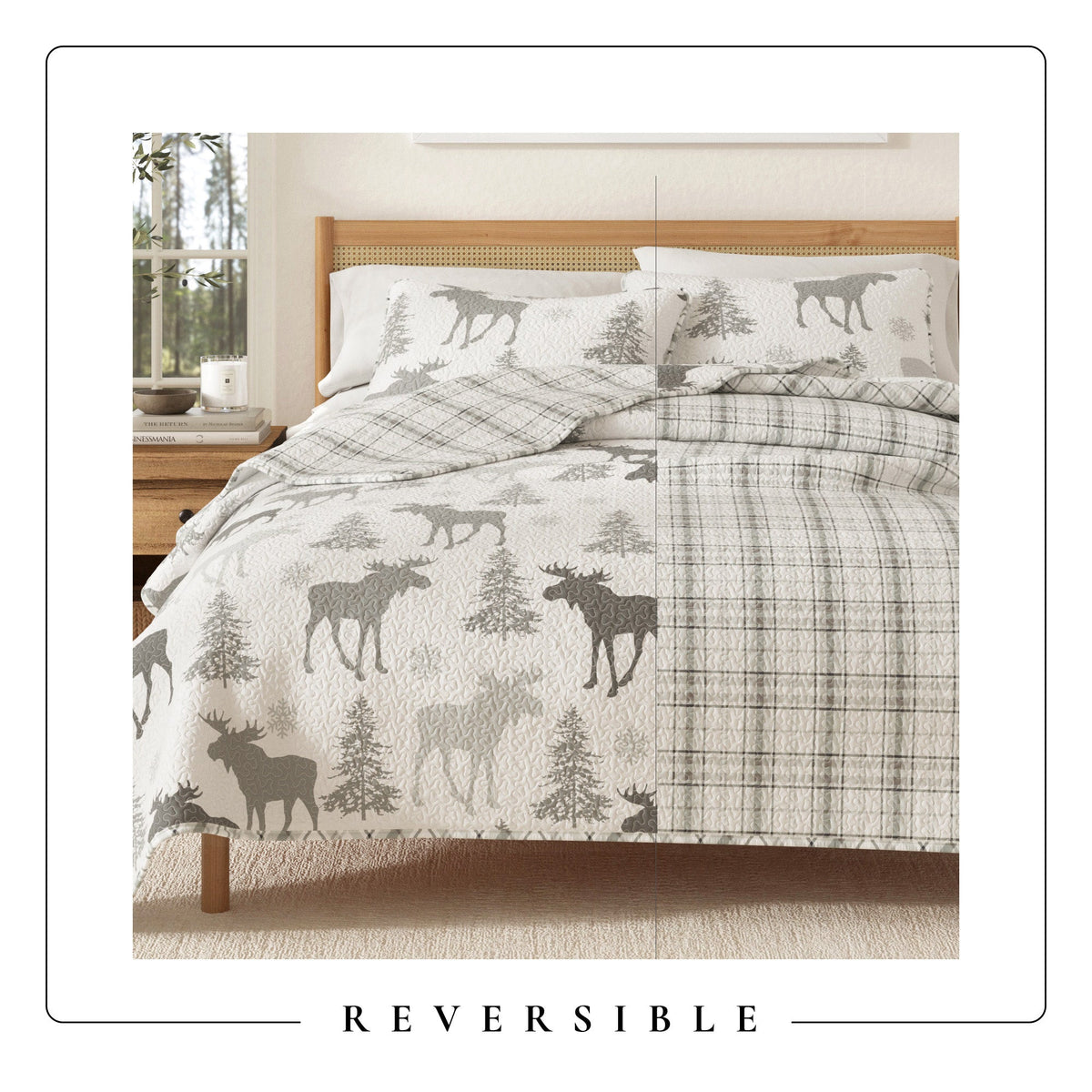 Moose and Trees Lodge Quilt Set with Shams – Wilderness Collection – view 5