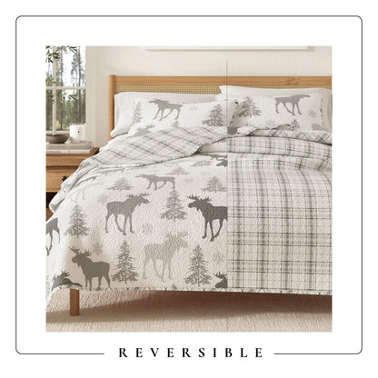 Moose and Trees Lodge Quilt Set with Shams – Wilderness Collection – view 5