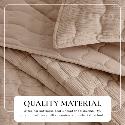 Gauze-Like Wave Stitch Quilt Set with Shams in White or Bone – view 8