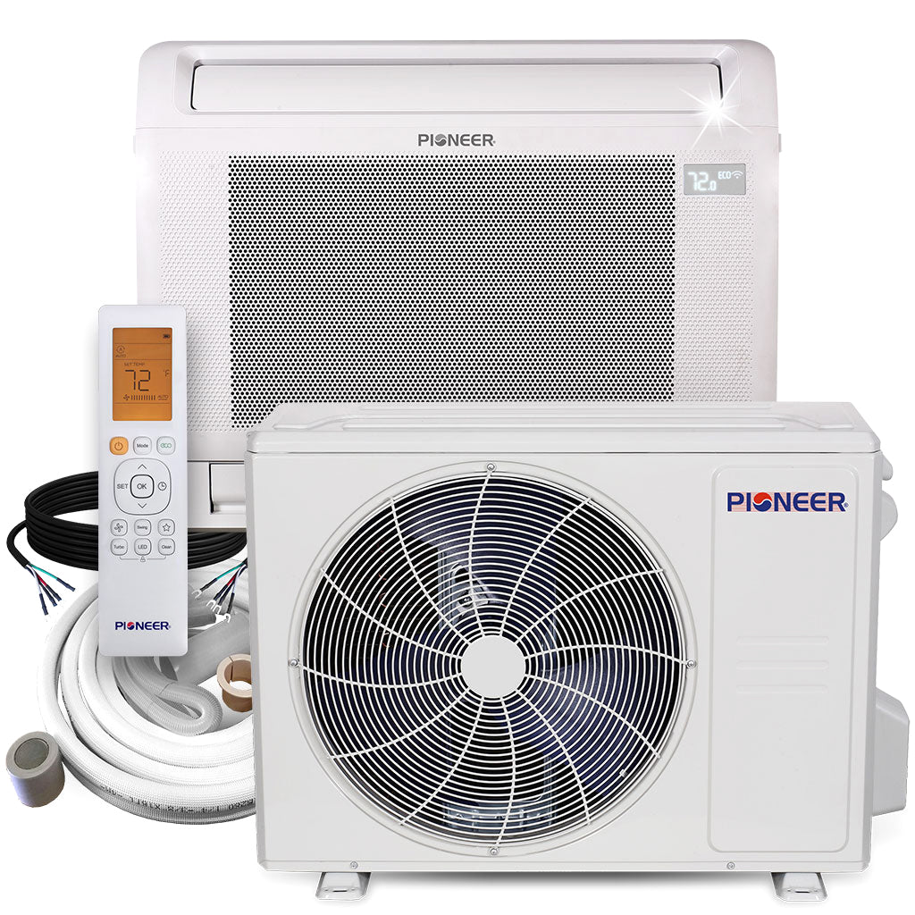 Pioneer Quantum Ultra 16,000 BTU 23.8 SEER2 230V Floor/Low-Wall Mounted Console Ductless Mini-Split Air Conditioner Inverter Heat Pump Full Set