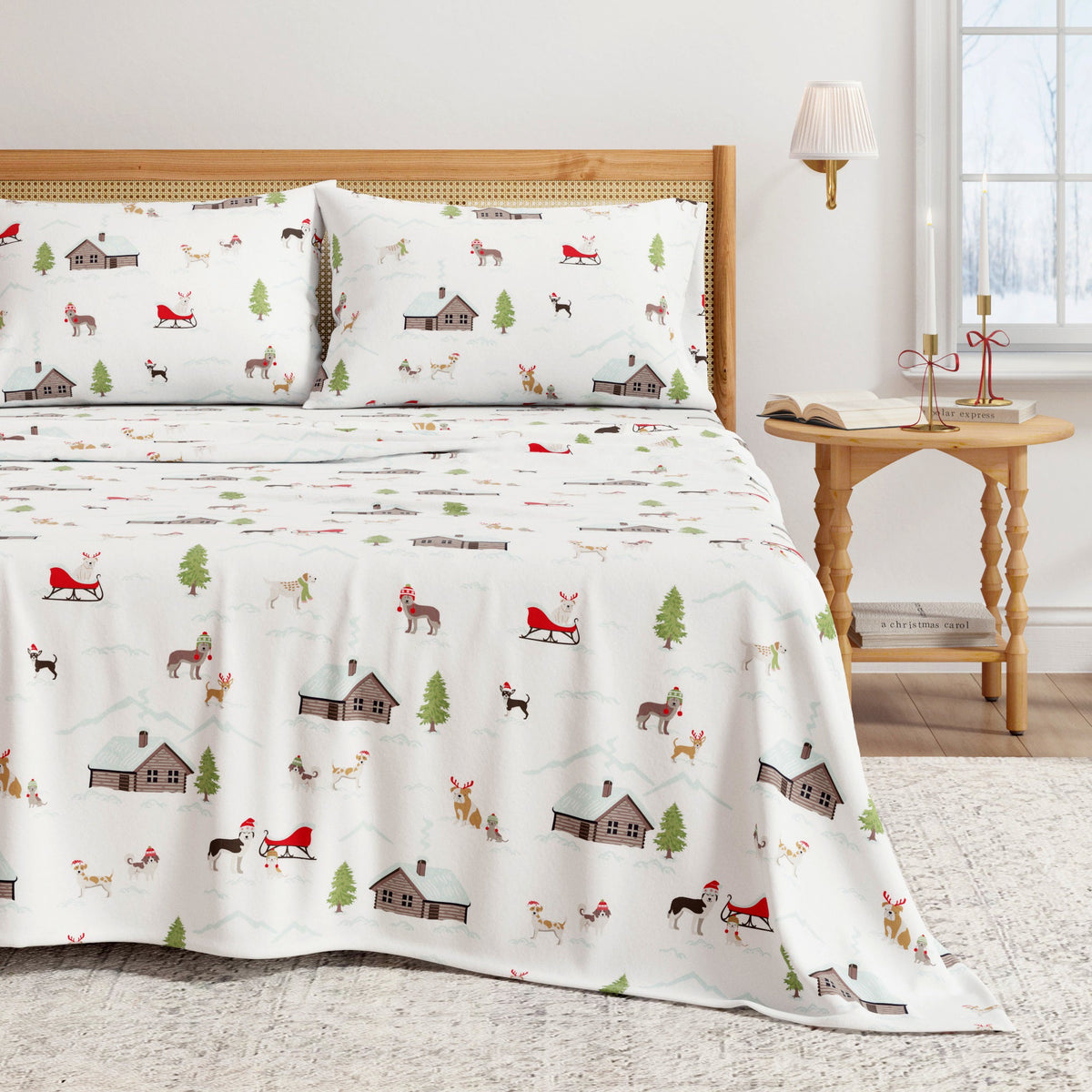Turkish Cotton Christmas Flannel Sheet | Whittaker Collection