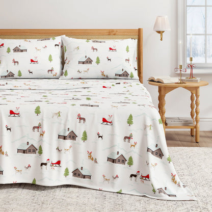 Turkish Cotton Christmas Flannel Sheet | Whittaker Collection